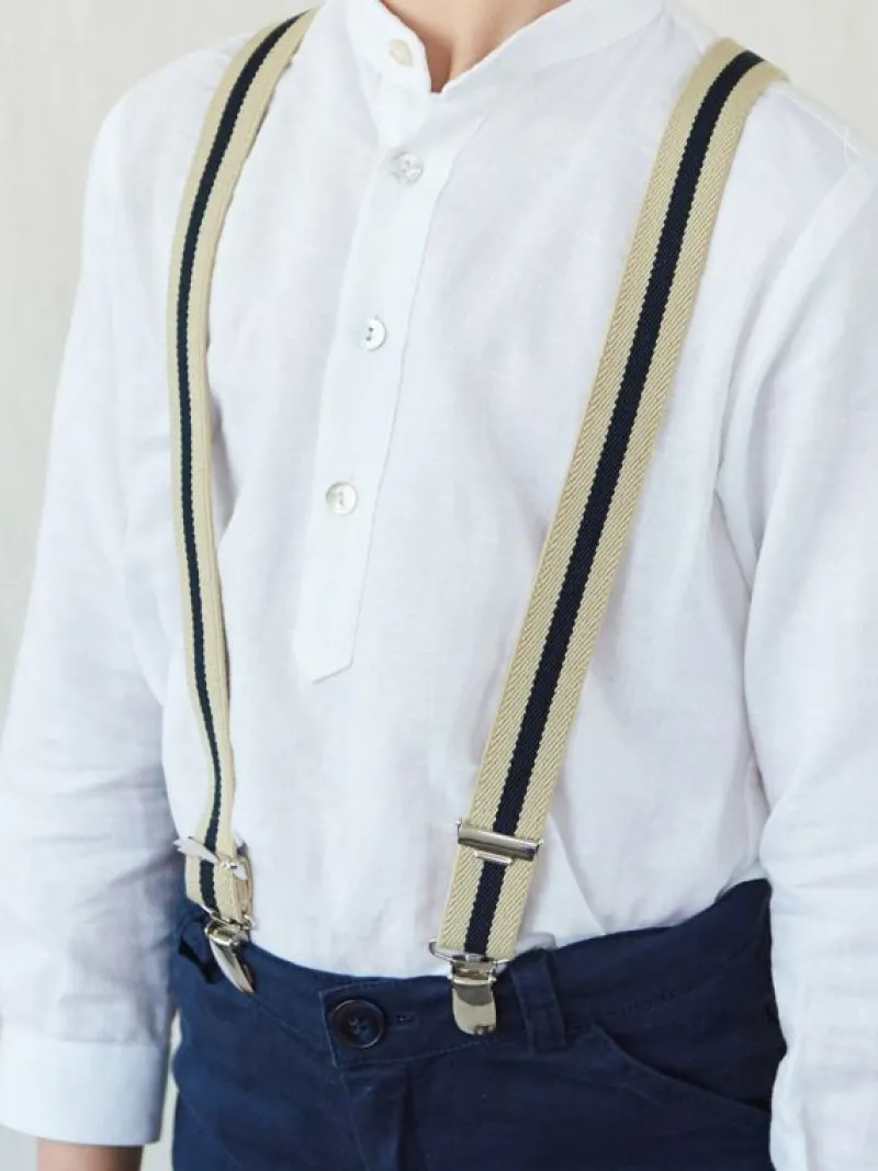 La Coqueta View All | Belts & Braces^Beige/Navy Blue Striped Boy Braces