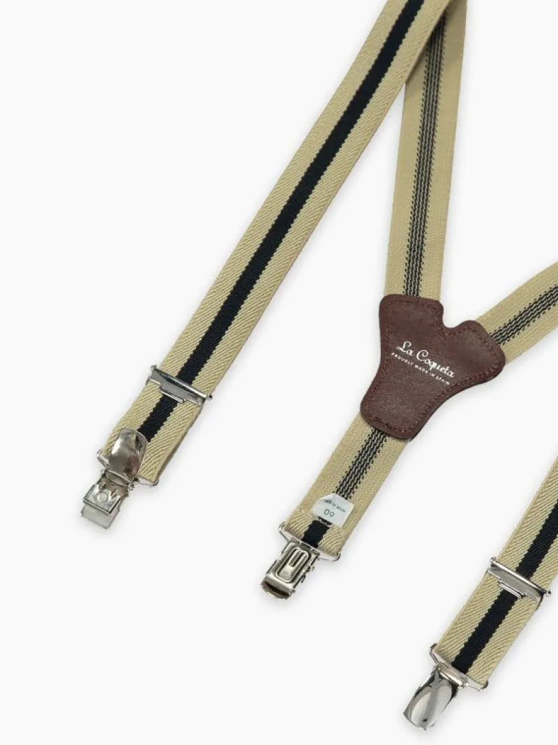 La Coqueta View All | Belts & Braces^Beige/Navy Blue Striped Boy Braces