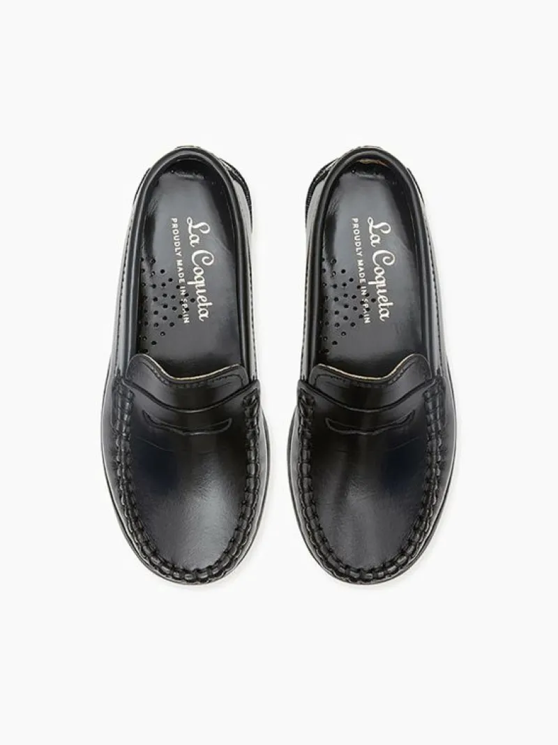 La Coqueta Boys Shoes/Boys Shoes | Boys School Shoes^Black Leather Castellanos Loafer Shoes