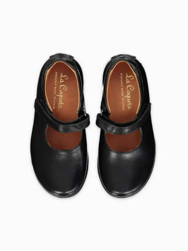 La Coqueta Girls School Shoes | Girls Shoes/Girls School Shoes^Black Leather Girl Classic School Shoes