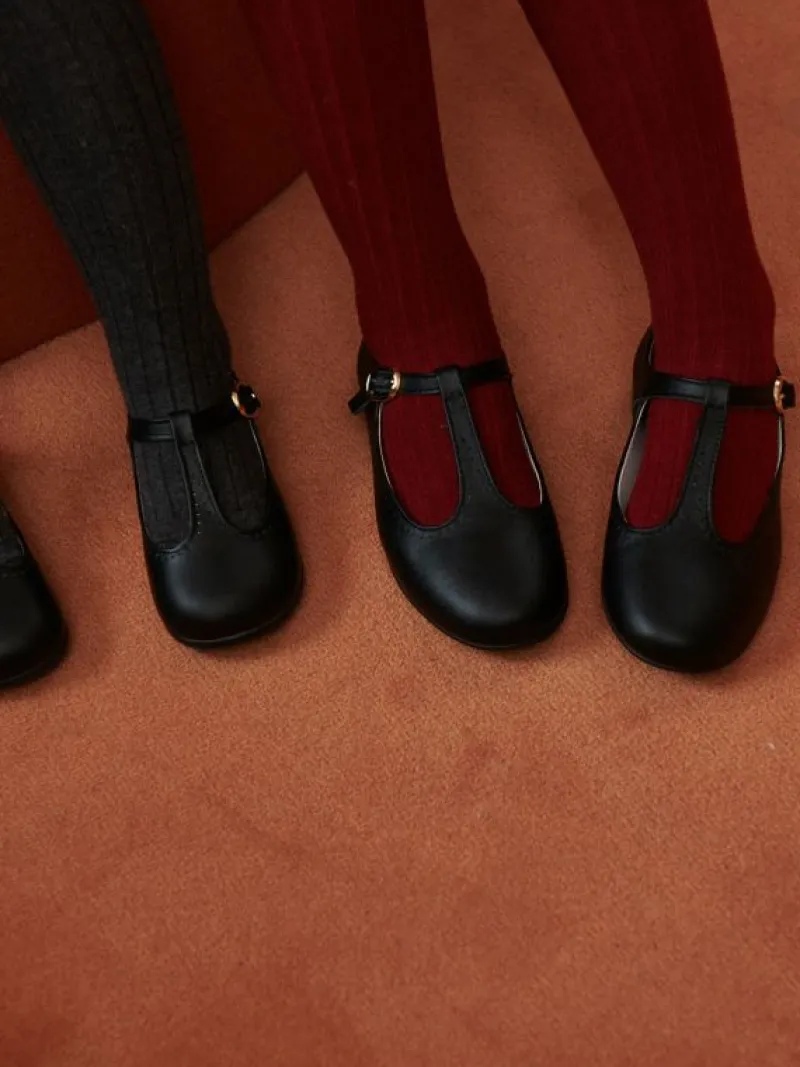 La Coqueta First Walker Shoes | Baby & Toddler Shoes/First Walker Shoes^Black Leather Girl T-Bar Shoes