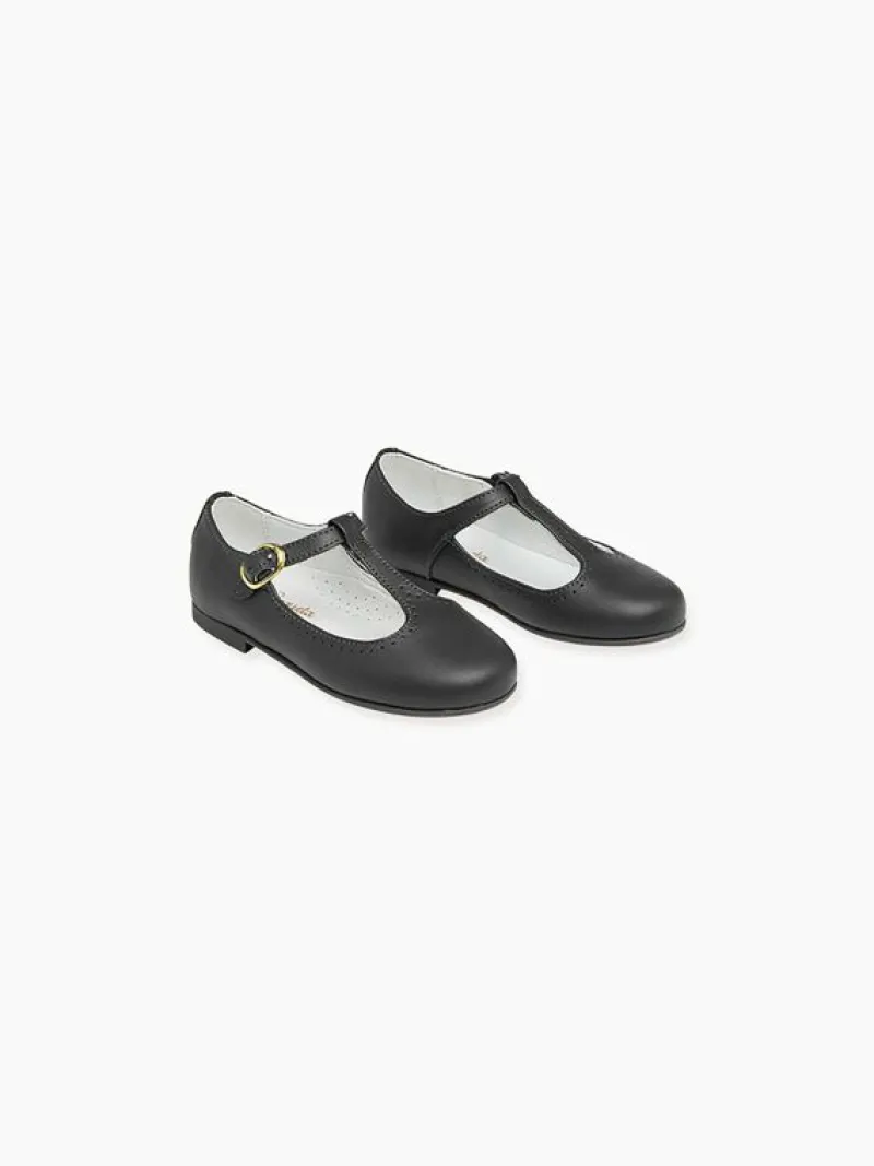 La Coqueta First Walker Shoes | Baby & Toddler Shoes/First Walker Shoes^Black Leather Girl T-Bar Shoes