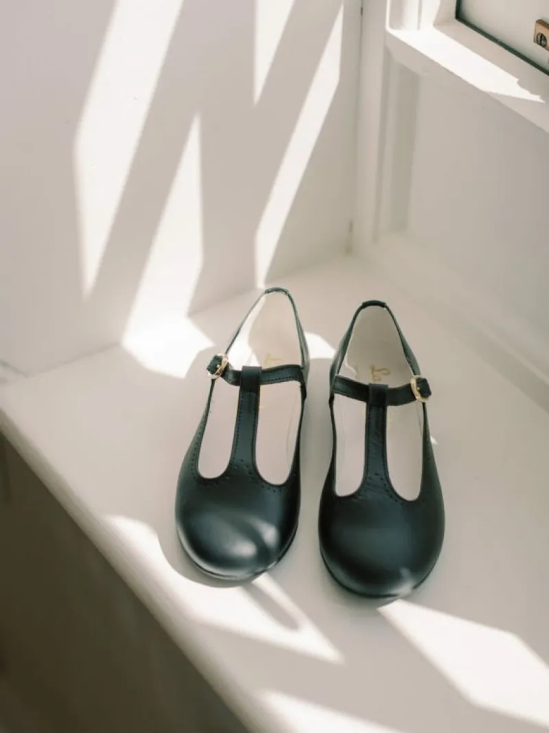 La Coqueta First Walker Shoes | Baby & Toddler Shoes/First Walker Shoes^Black Leather Girl T-Bar Shoes