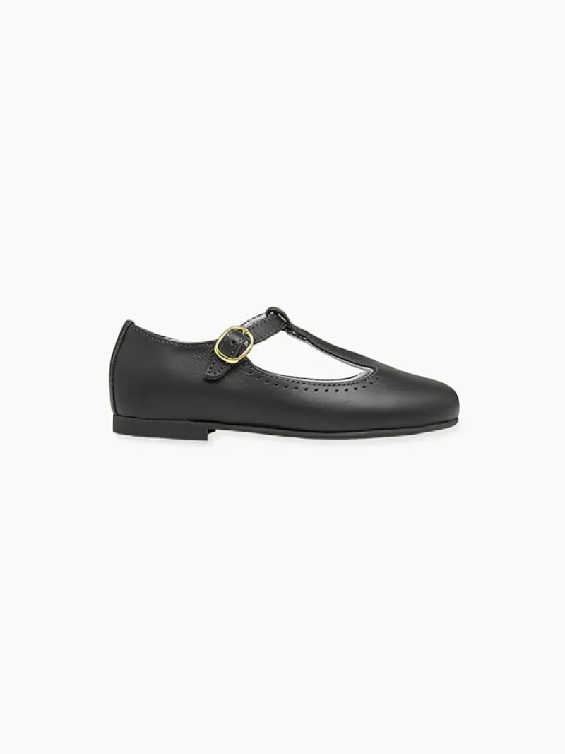 La Coqueta First Walker Shoes | Baby & Toddler Shoes/First Walker Shoes^Black Leather Girl T-Bar Shoes