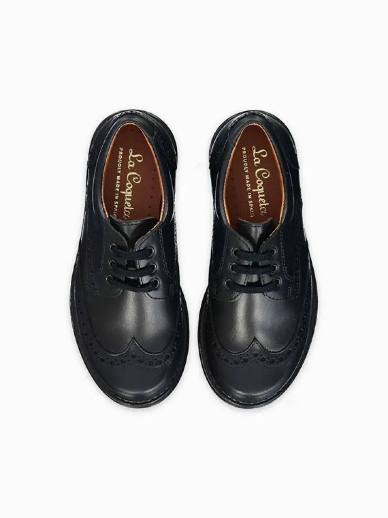 La Coqueta Boys Shoes/Boys Shoes | Boys Shoes^Black Leather Lace Up Kids School Shoes