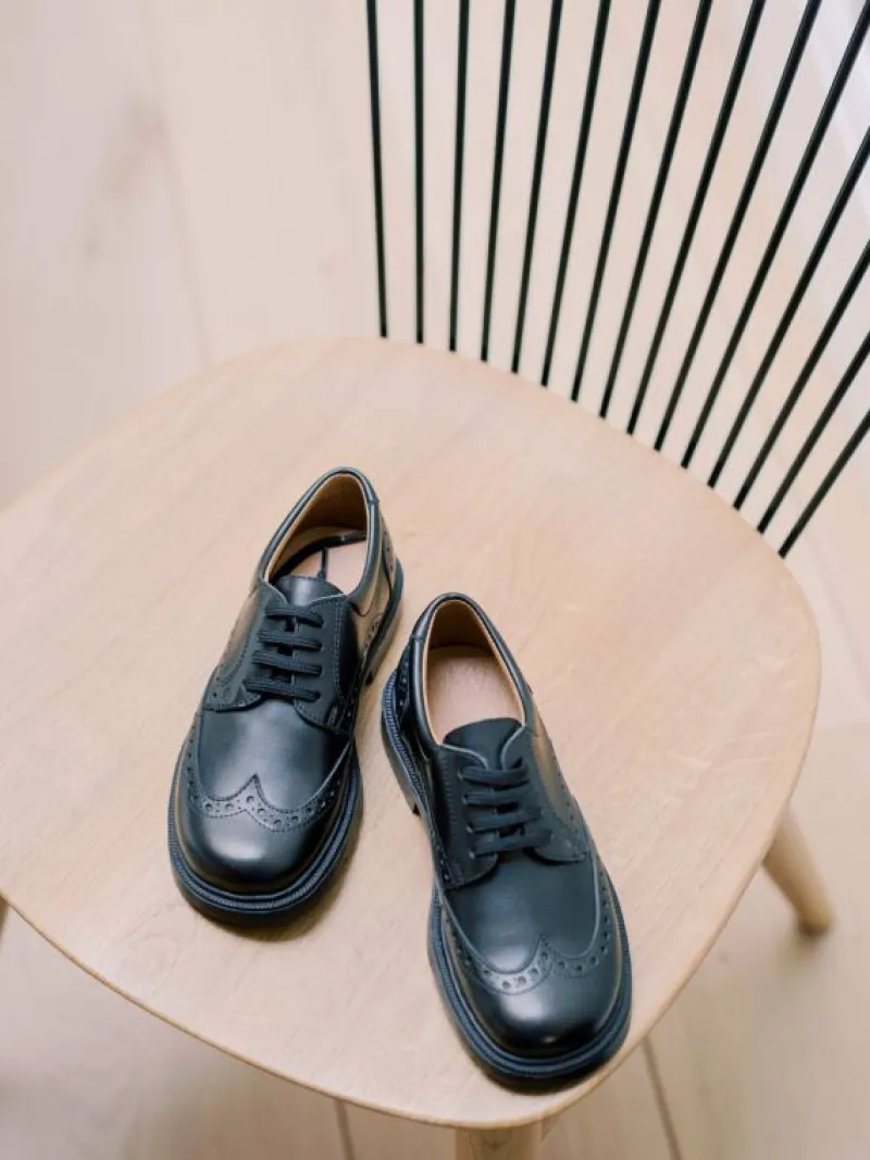 La Coqueta Boys Shoes/Boys Shoes | Boys Shoes^Black Leather Lace Up Kids School Shoes