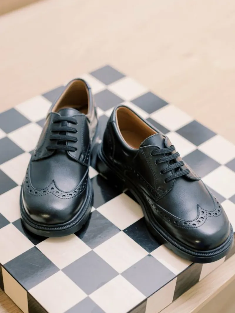 La Coqueta Boys Shoes/Boys Shoes | Boys Shoes^Black Leather Lace Up Kids School Shoes