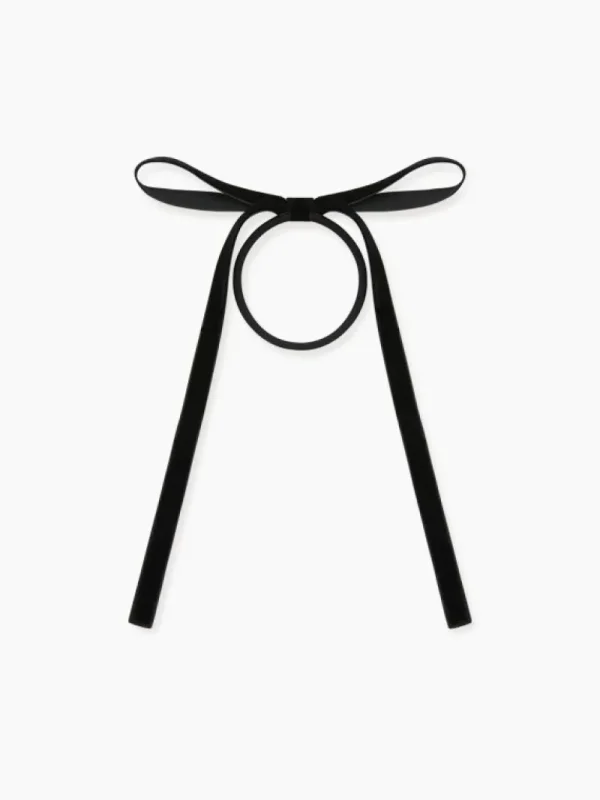 La Coqueta View All | Hair Accessories^Black Velvet Bow Girl Hair Tie