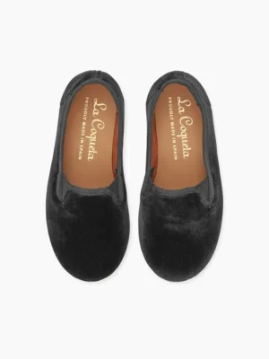 La Coqueta Boys Shoes/Boys Shoes | Boys Shoes^Black Velvet Kids Slipper Shoes