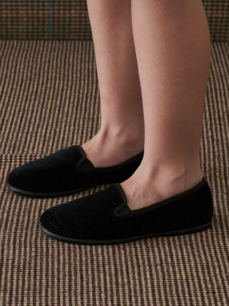 La Coqueta Boys Shoes/Boys Shoes | Boys Shoes^Black Velvet Kids Slipper Shoes