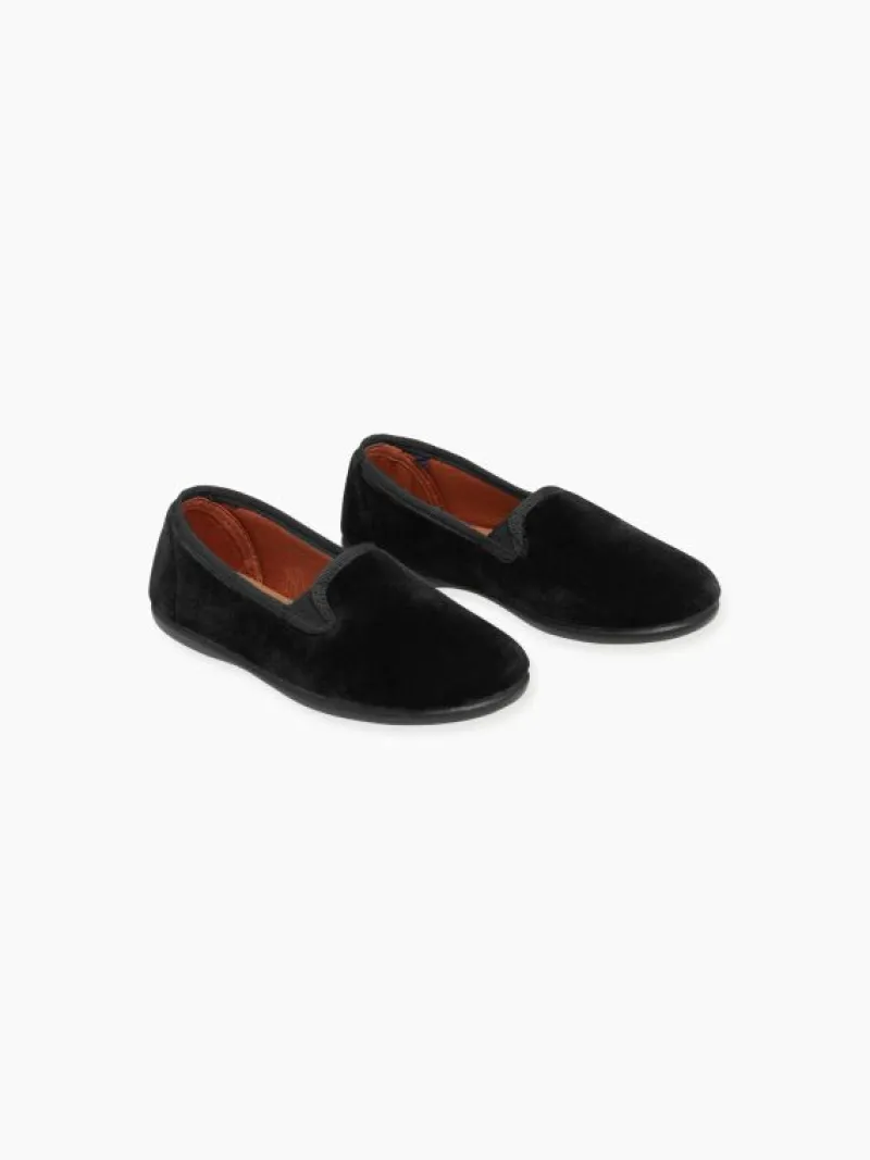 La Coqueta Boys Shoes/Boys Shoes | Boys Shoes^Black Velvet Kids Slipper Shoes