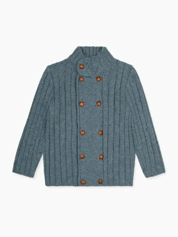 La Coqueta Jumpers & Cardigans^Blue Bolo Merino Boy Cardigan