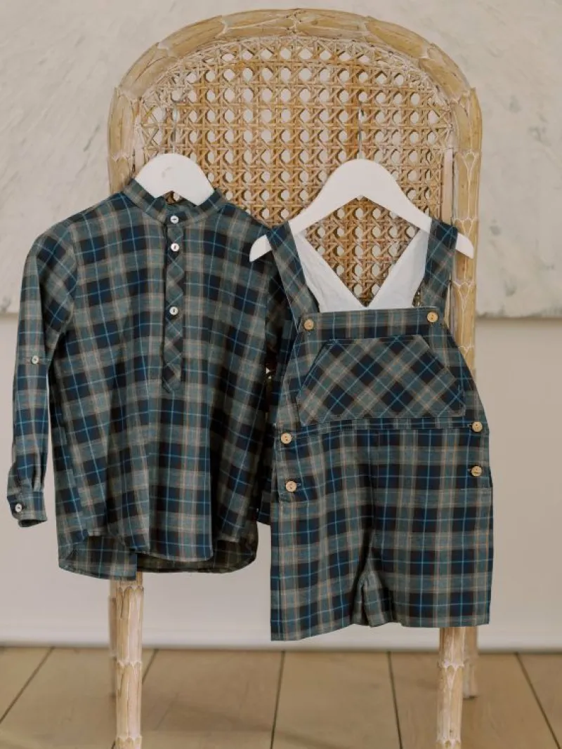 La Coqueta View All | Playsuits, Rompers & Overalls^Blue Check Salma Baby Overalls