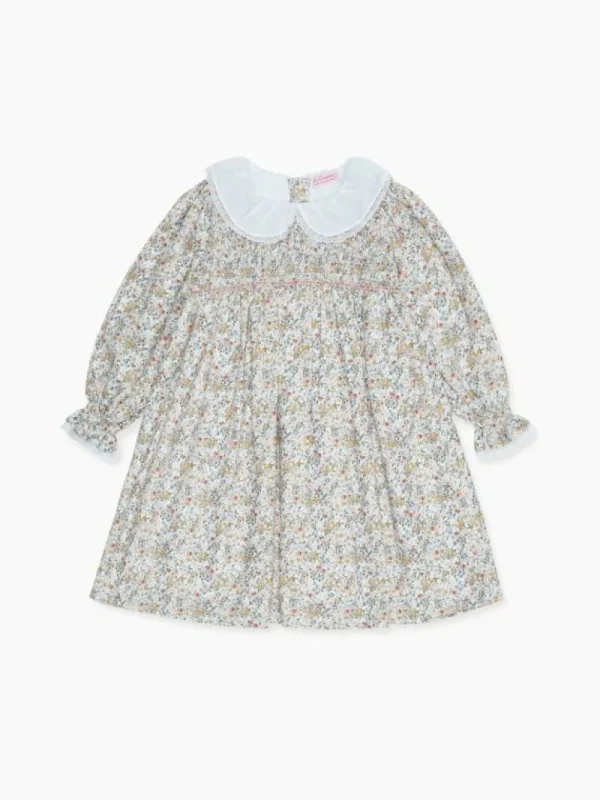 La Coqueta Dresses^Blue Floral Alessandra Girl Smock Dress