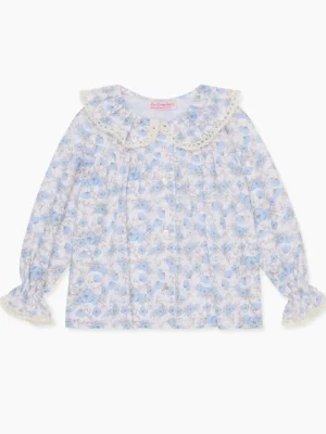 La Coqueta View All | Shirts & Tops^Blue Floral Felicia Long Sleeve Baby Shirt