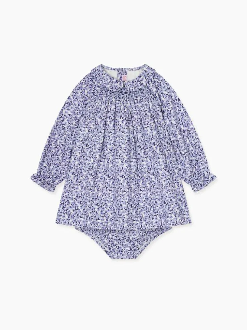 La Coqueta View All | Dresses & Sets^Blue Floral Palma Baby Girl Hand-Smocked Set
