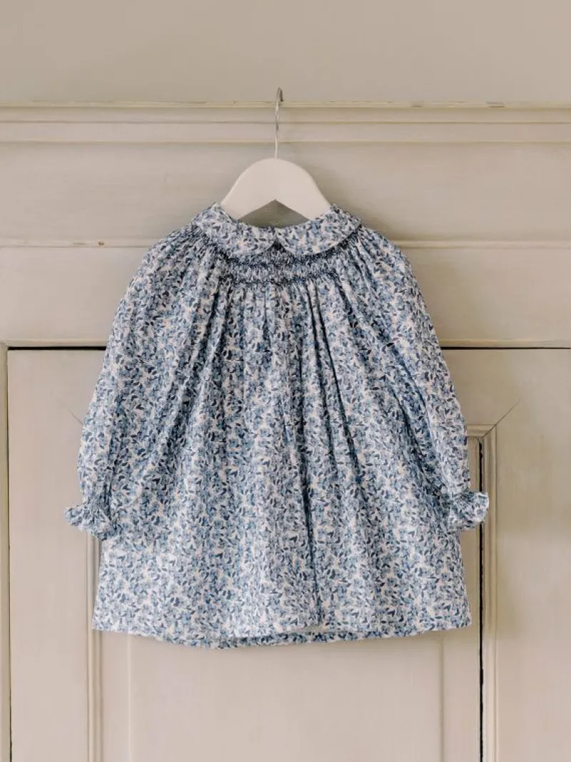 La Coqueta View All | Dresses & Sets^Blue Floral Palma Baby Girl Hand-Smocked Set