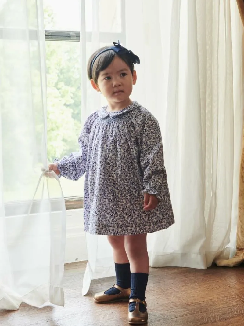 La Coqueta View All | Dresses & Sets^Blue Floral Palma Baby Girl Hand-Smocked Set