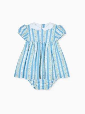 La Coqueta View All | Dresses & Sets^Blue Floral Stripe Hestia Baby Girl Set