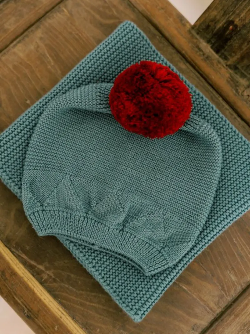 La Coqueta View All | Hats & Scarves^Blue Merino Bobble Hat