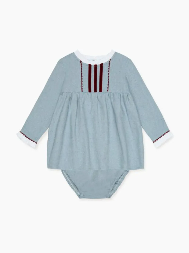 La Coqueta View All | Dresses & Sets^Blue Rosita Baby Girl Set