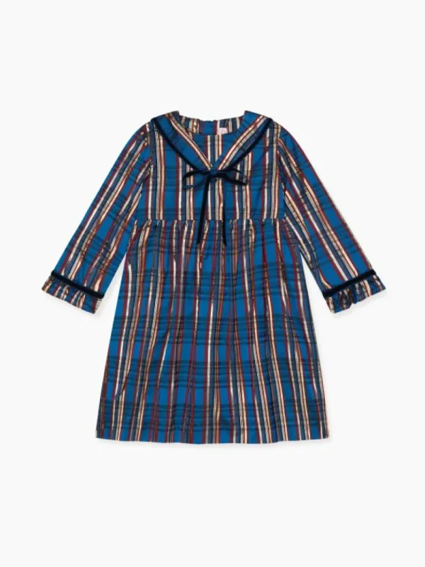 La Coqueta Dresses^Blue Tartan Mierya Taffeta Girl A-Line Dress