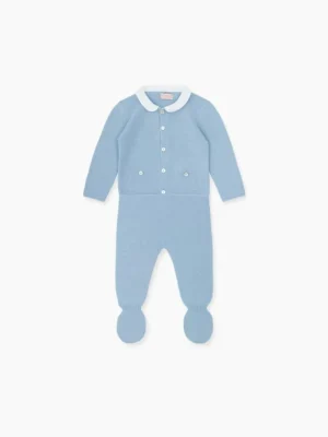 La Coqueta Knitted Clothes & Accessories | Dresses & Sets^Blue Vinto Cashmere Baby Set