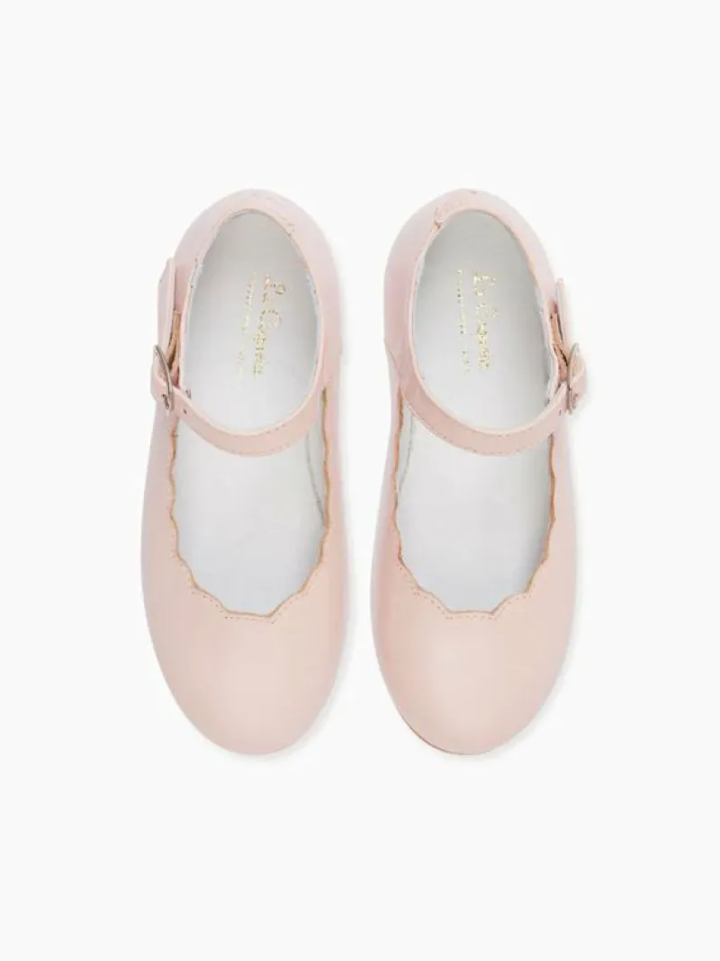 La Coqueta First Walker Shoes | Baby & Toddler Shoes/First Walker Shoes^Blush Leather Girl Scallop Mary Jane Shoes