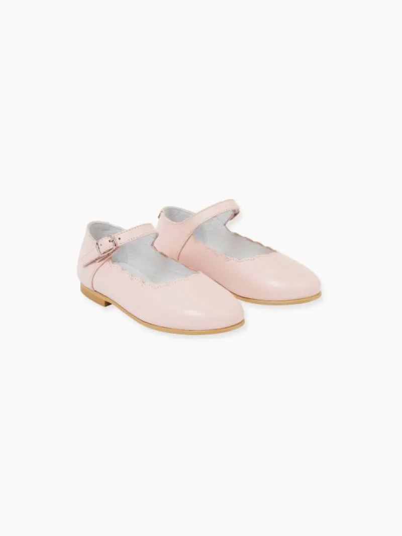 La Coqueta First Walker Shoes | Baby & Toddler Shoes/First Walker Shoes^Blush Leather Girl Scallop Mary Jane Shoes