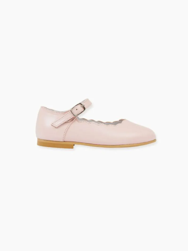 La Coqueta First Walker Shoes | Baby & Toddler Shoes/First Walker Shoes^Blush Leather Girl Scallop Mary Jane Shoes