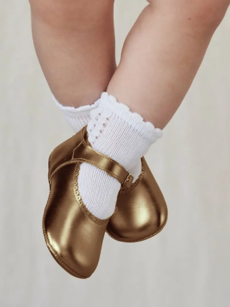 La Coqueta Pre Walker Shoes | Baby & Toddler Shoes/Pre Walker Shoes^Bronze Leather Baby Mary Jane Shoes