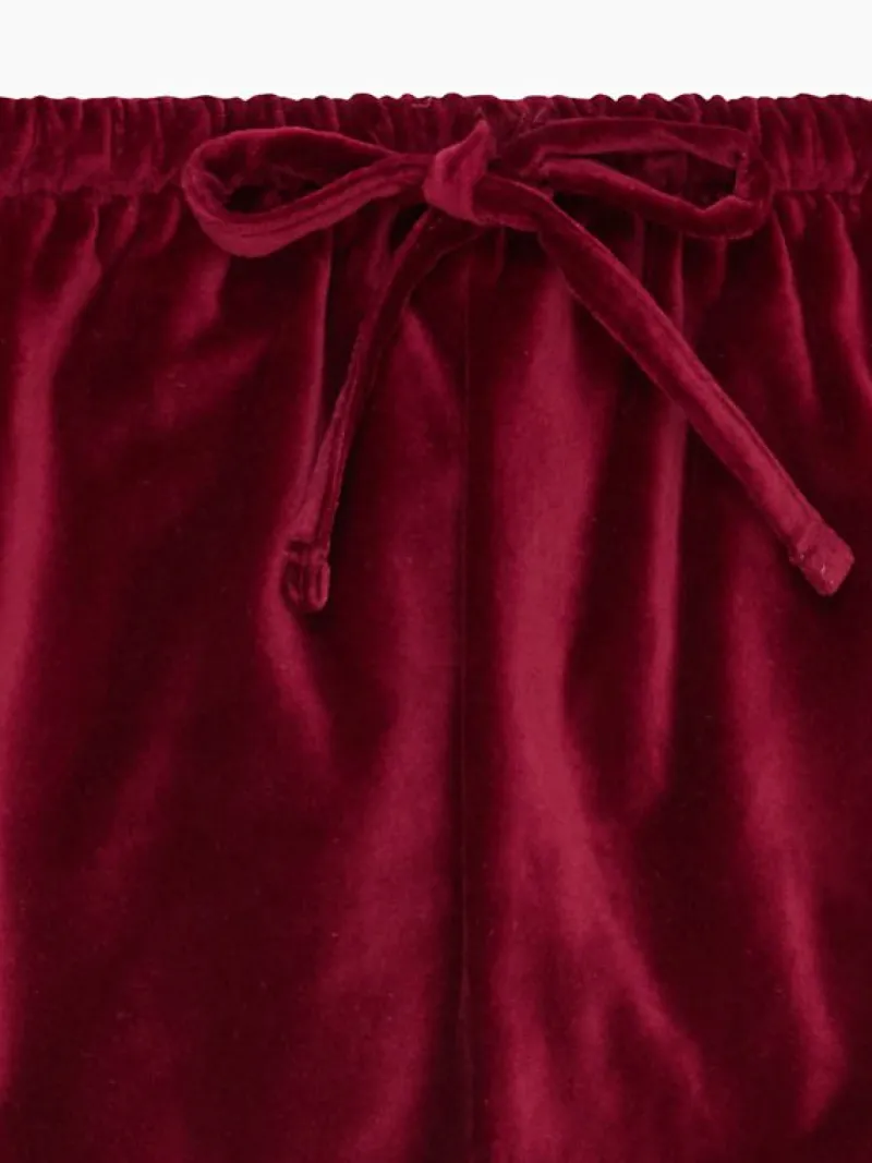 La Coqueta View All | Shorts & Pants^Burgundy Alex Velvet Baby Pants
