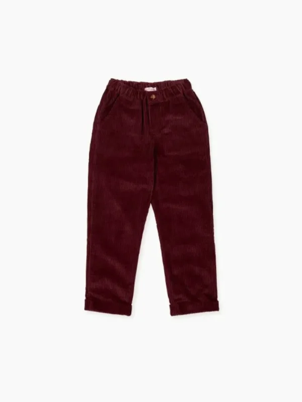 La Coqueta Pants, Jeans & Shorts^Burgundy Benito Corduroy Boy Pants