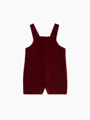 La Coqueta View All | Playsuits, Rompers & Overalls^Burgundy Buganvilla Velvet Baby Overalls
