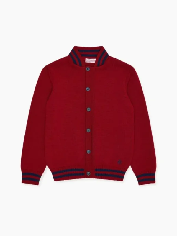 La Coqueta Jumpers & Cardigans | Jumpers & Cardigans^Burgundy Jules Merino Kids Cardigan