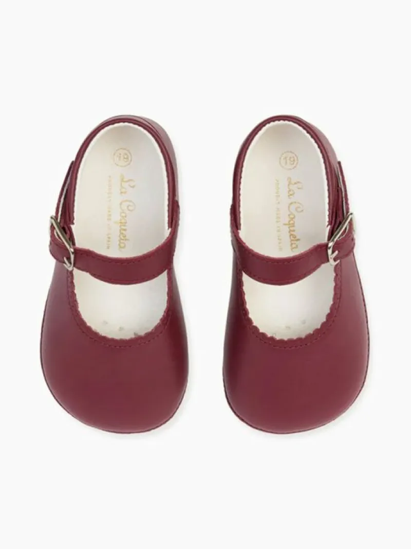 La Coqueta Pre Walker Shoes | Baby & Toddler Shoes/Pre Walker Shoes^Burgundy Leather Baby Mary Jane Shoes