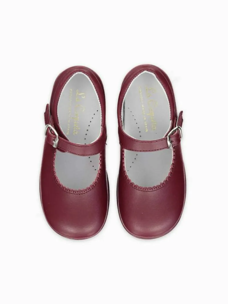 La Coqueta First Walker Shoes | Baby & Toddler Shoes/First Walker Shoes^Burgundy Leather Toddler Mary Jane Shoes