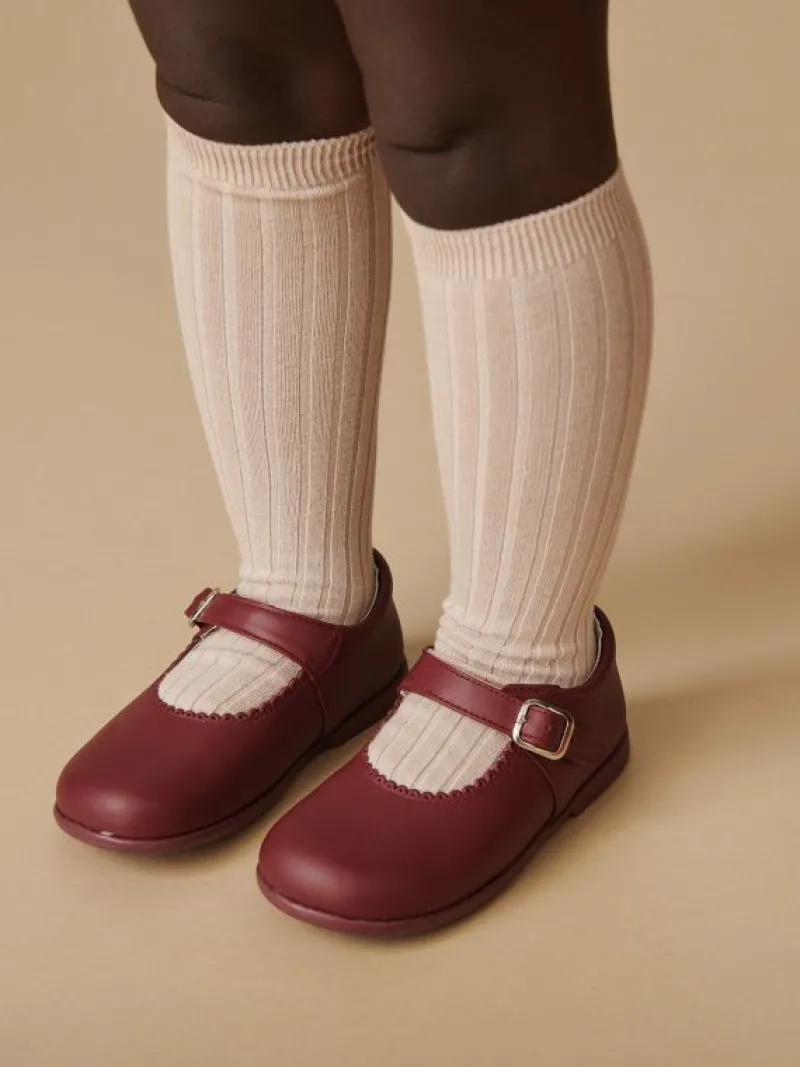 La Coqueta First Walker Shoes | Baby & Toddler Shoes/First Walker Shoes^Burgundy Leather Toddler Mary Jane Shoes