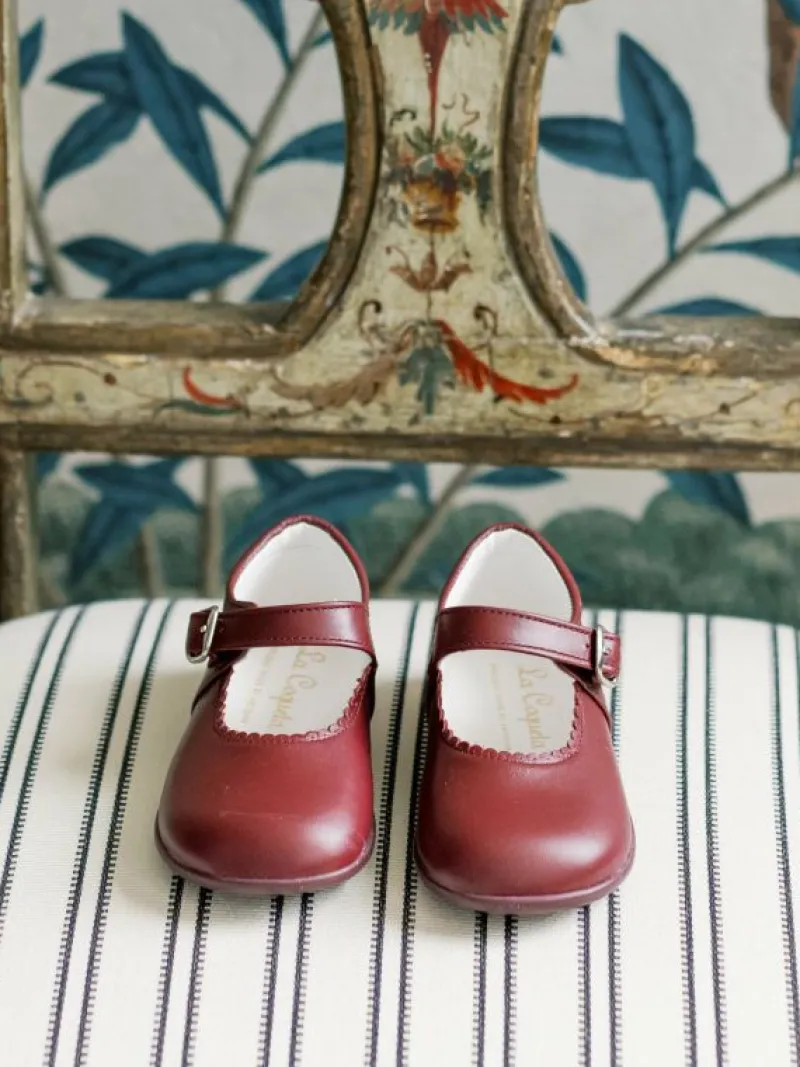 La Coqueta First Walker Shoes | Baby & Toddler Shoes/First Walker Shoes^Burgundy Leather Toddler Mary Jane Shoes