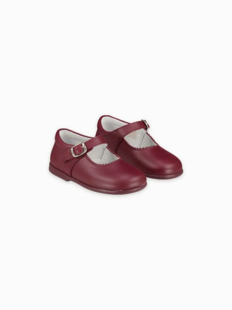 La Coqueta First Walker Shoes | Baby & Toddler Shoes/First Walker Shoes^Burgundy Leather Toddler Mary Jane Shoes