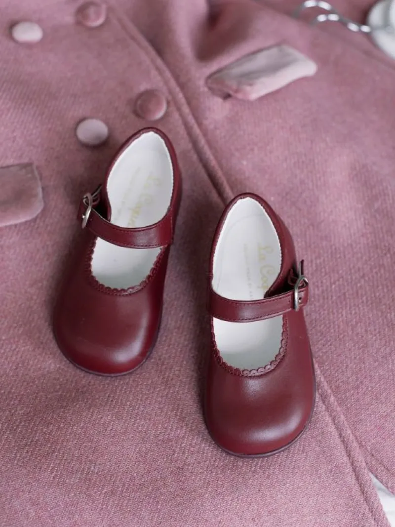 La Coqueta First Walker Shoes | Baby & Toddler Shoes/First Walker Shoes^Burgundy Leather Toddler Mary Jane Shoes