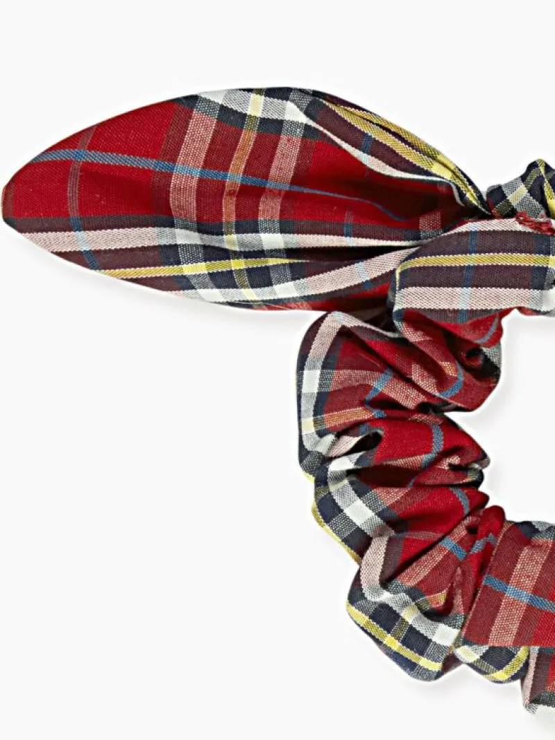 La Coqueta View All | Hair Accessories^Burgundy Tartan Girl Bow Scrunchie