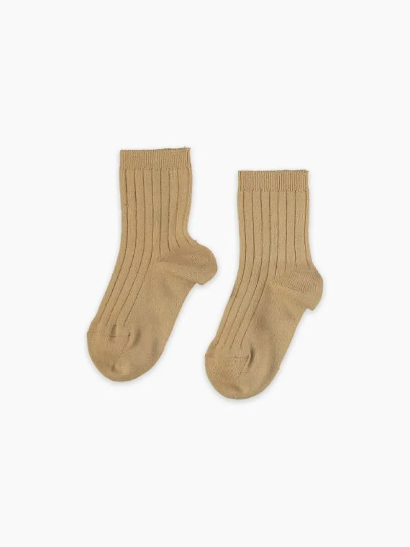 La Coqueta View All | View All^Camel Ribbed Short Kids Socks