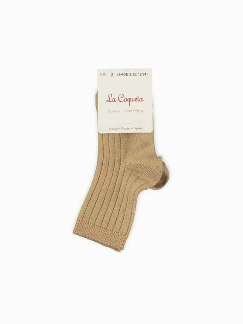 La Coqueta View All | View All^Camel Ribbed Short Kids Socks