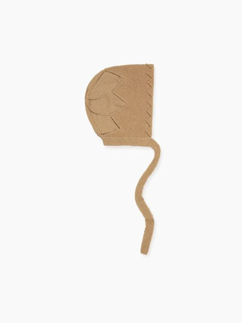 La Coqueta Accessories | Bonnets, Booties & Blankets^Camel Rixo Merino Baby Knitted Bonnet