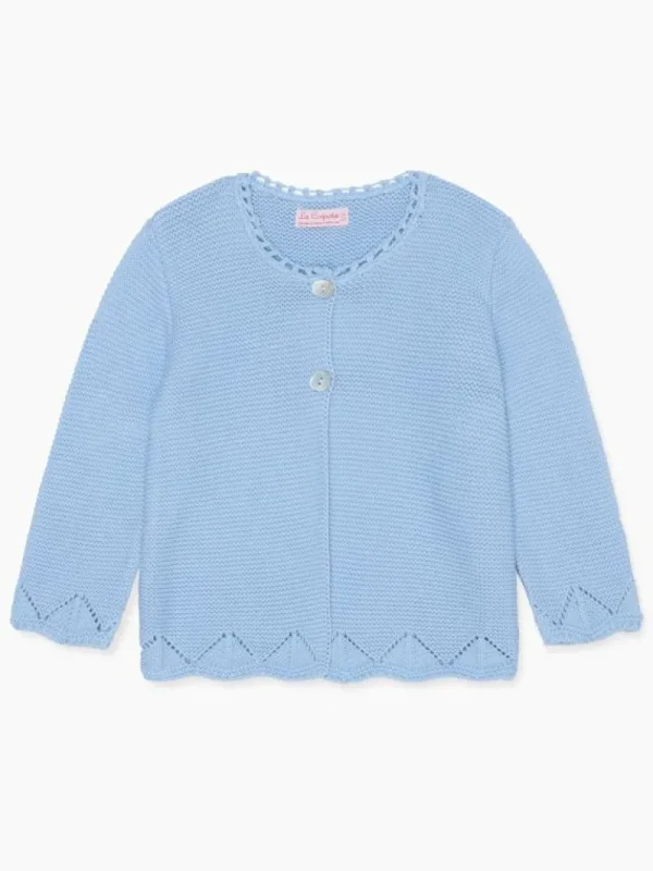 La Coqueta Jumpers & Cardigans^Dusty Blue Brisa Cotton Girl Cardigan