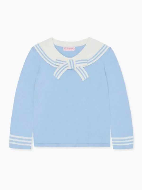 La Coqueta Jumpers & Cardigans^Dusty Blue Claudina Cotton Girl Jumper