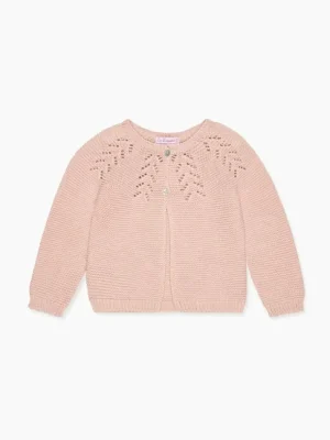 La Coqueta View All | Knitted Clothes & Accessories^Dusty Pink Antonella Cotton Baby Girl Cardigan