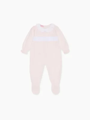 La Coqueta View All | Sleepsuits & Bodysuits^Dusty Pink Mia Baby Girl Hand-Smocked Sleepsuit