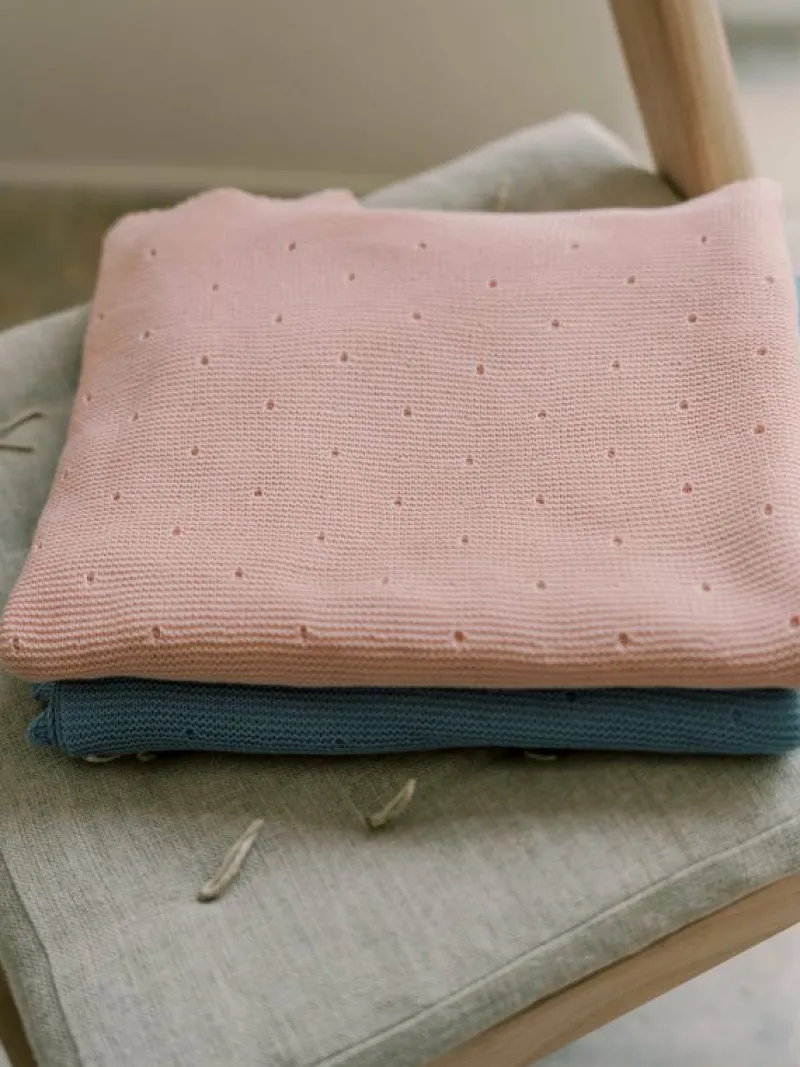 La Coqueta Accessories | Knitted Clothes & Accessories^Dusty Pink Openwork Cotton Baby Blanket